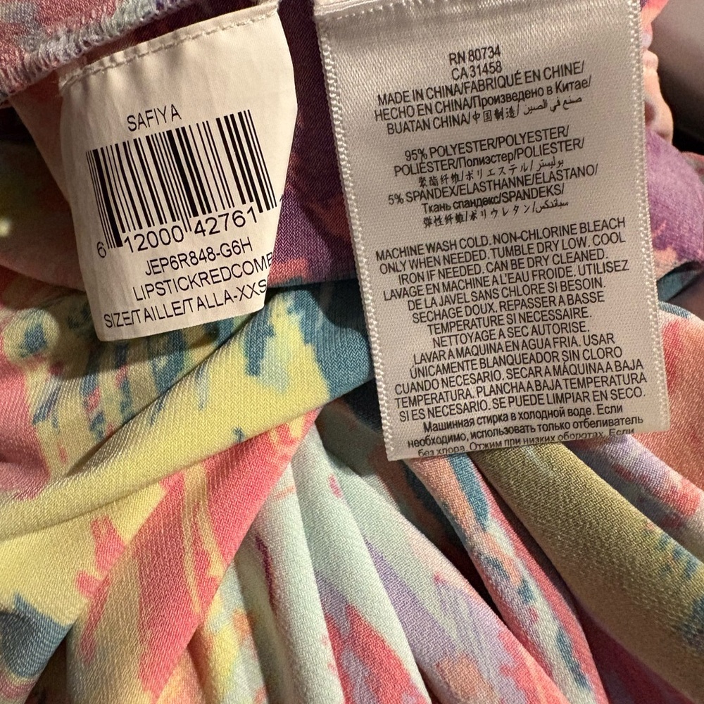 BCBGMAXAZRIA Colorful Wrap Dress SIZE XXS - Picture 9 of 9